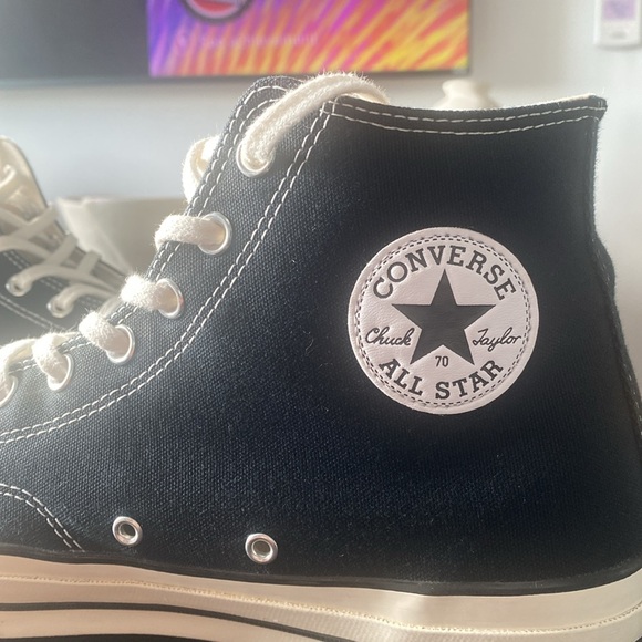 CONVERSE MEN'S CHUCK TAYLOR 70 HI TOP (MEN’S SIZE 11.5) BLACK/EGRET - Picture 5 of 9